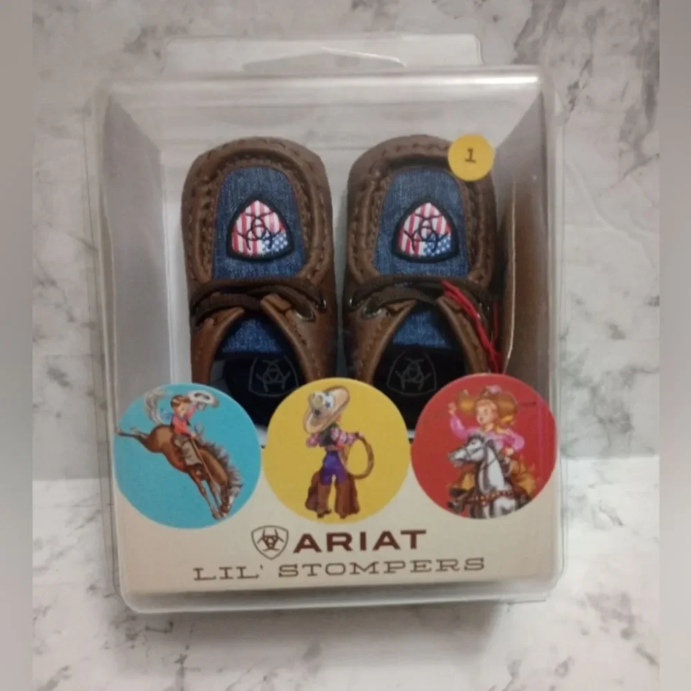 Ariat Lil Stompers with American Flag Design Size 1 ( 6 weeks to 3 Months)